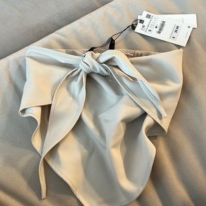 Tan strapless tie top